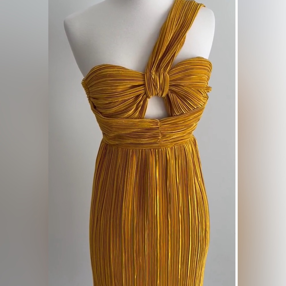 Alice McCall Power Lady Yellow One Shoulder Dress Midi